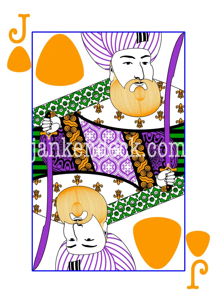 A hand-illustrated Janken Deck jack face card